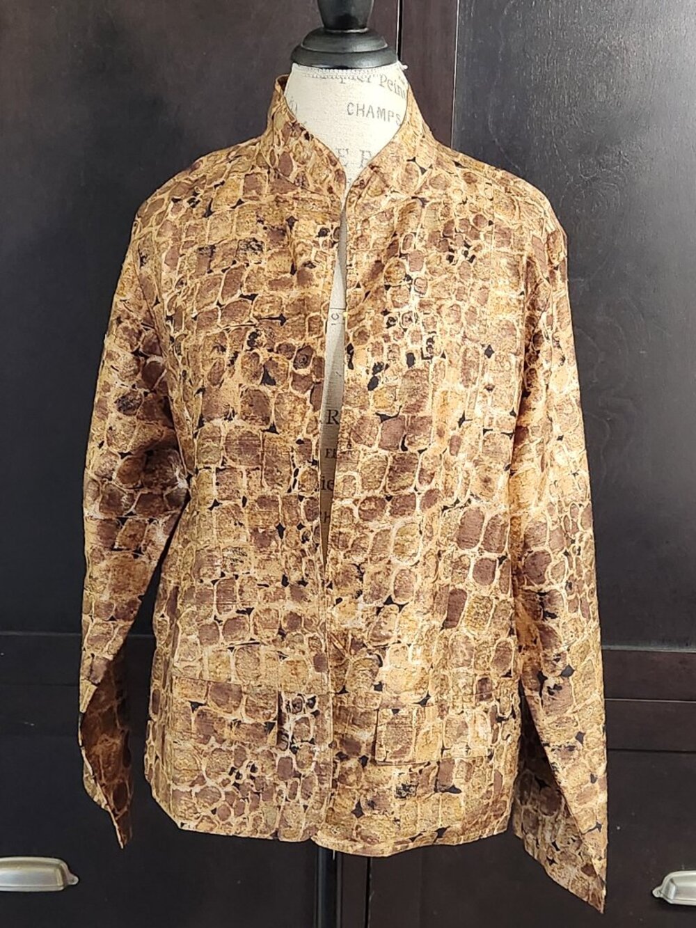 NWT Chicos Bogota Offshore Silk Jacket Size 3 Animal Print Reptile Croc